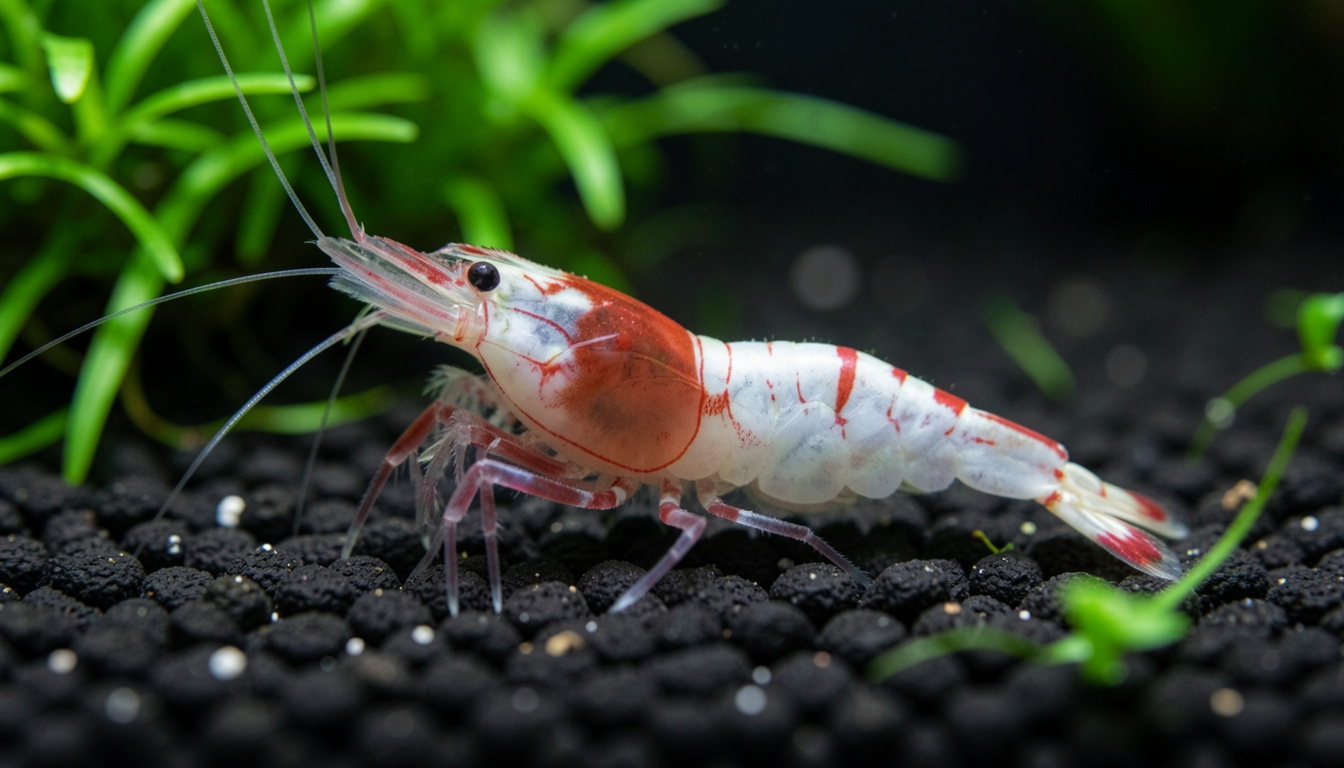 crystal red shrimp grau SSS em aquário plantado