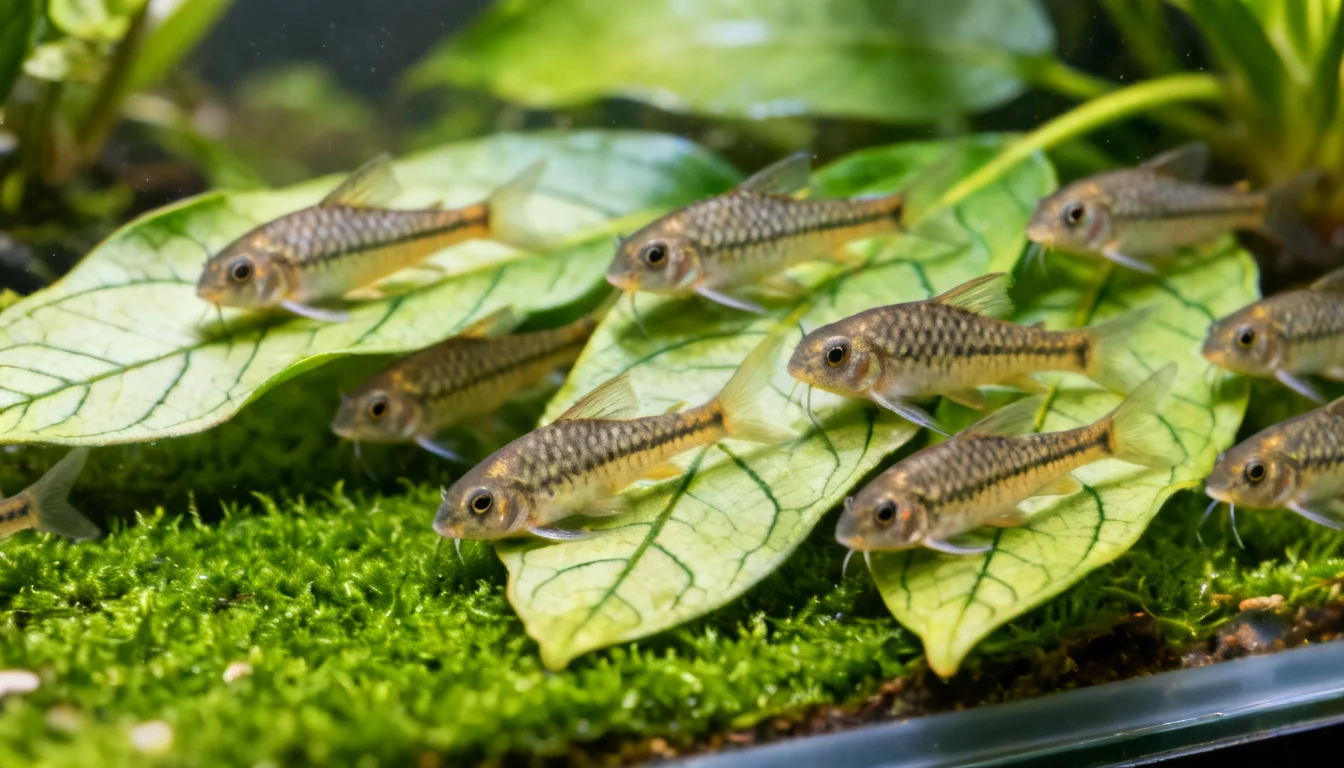otocinclus convivendo com camarão em aquário plantado