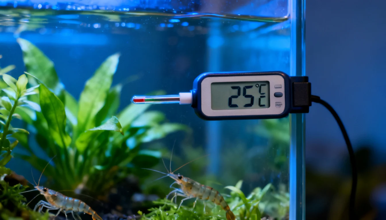 termômetro de aquário mostrando temperatura ideal